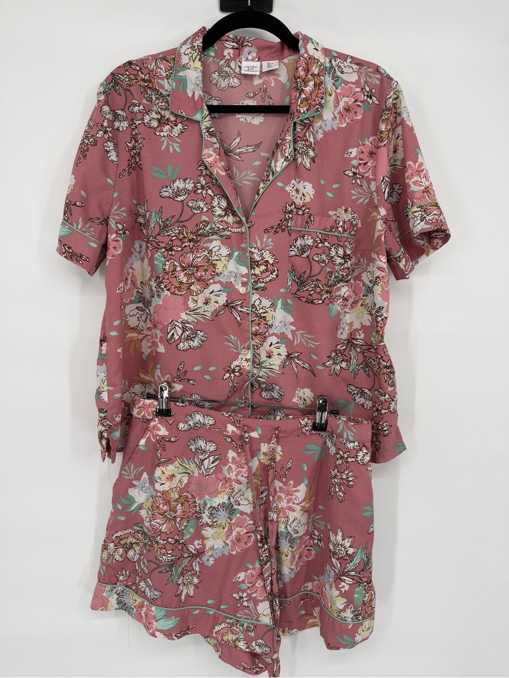 Cupcakes And Cashmere Floral Pajama Set Lounge Sleepwear Button Up Shorts Large